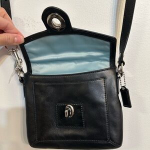 Coach Black Leather Crossbody with Blue Lining